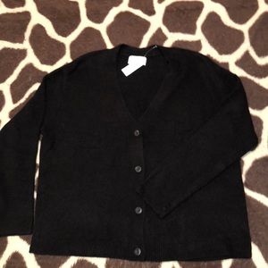 LARGE Black Cozy Button Up Cardigan